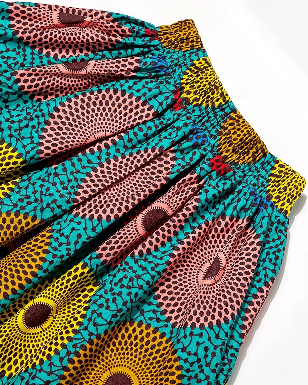 Women African Print Skirt Dutch Ankara Wax Print Full Circle Skirt