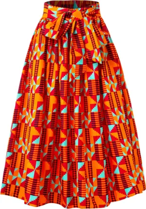 Women African Print Skirt Dutch Ankara Wax Print Full Circle Skirt