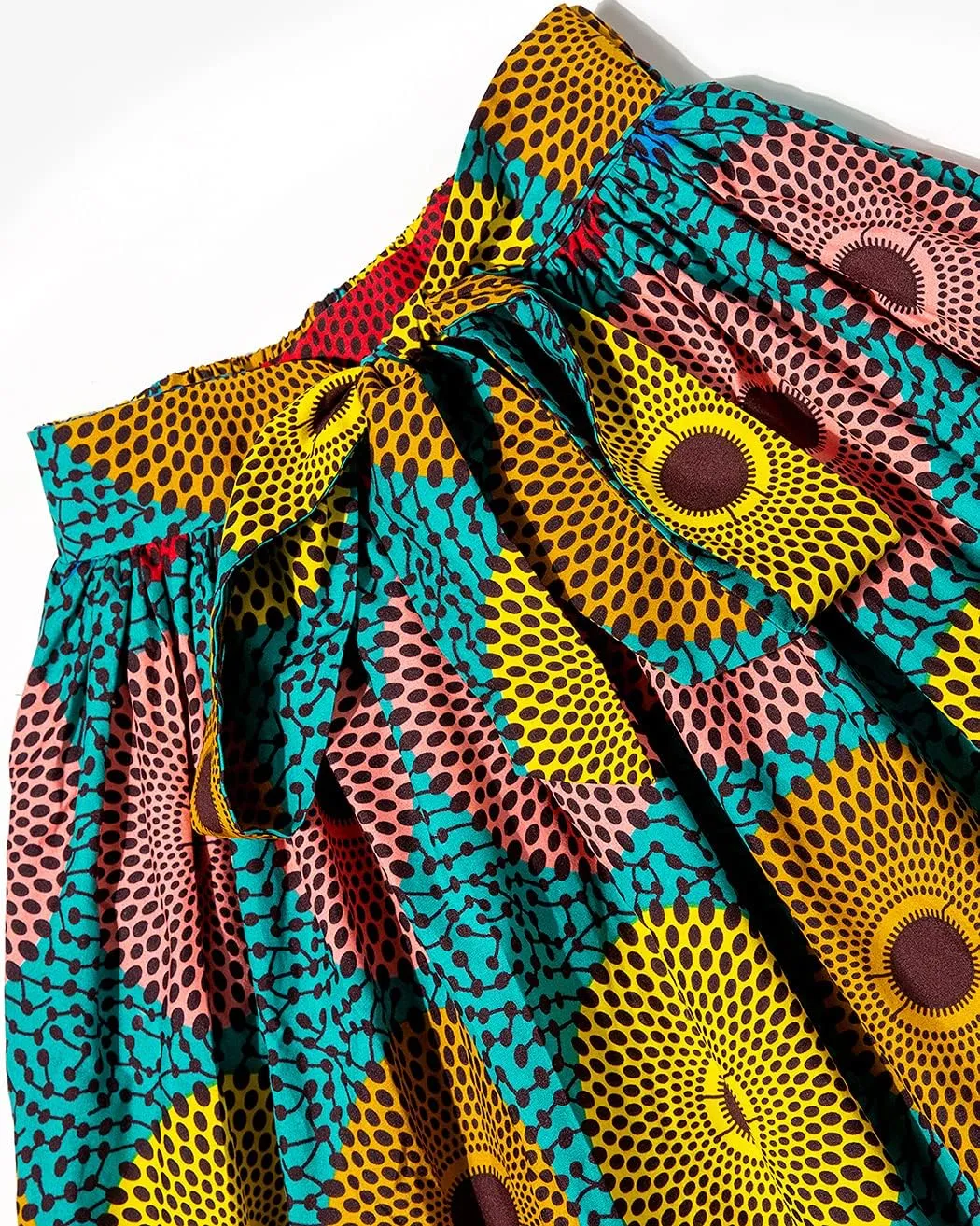 Women African Print Skirt Dutch Ankara Wax Print Full Circle Skirt