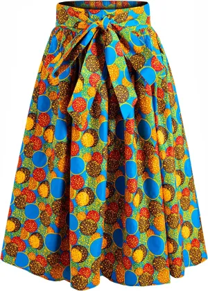 Women African Print Skirt Dutch Ankara Wax Print Full Circle Skirt