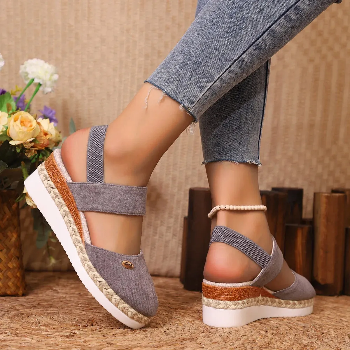Women Closed Toe Wedge Sandals Women Summer Buckle Strap Gladiator Shoes Woman Fashion Espadrilles Platform Sandalias Mujer