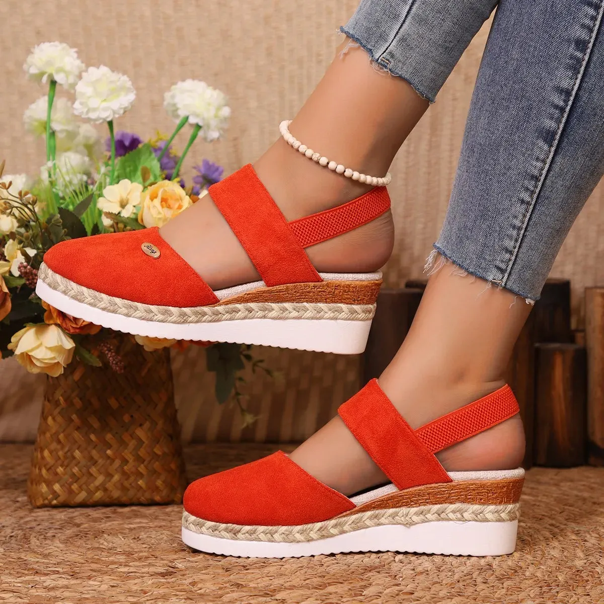 Women Closed Toe Wedge Sandals Women Summer Buckle Strap Gladiator Shoes Woman Fashion Espadrilles Platform Sandalias Mujer