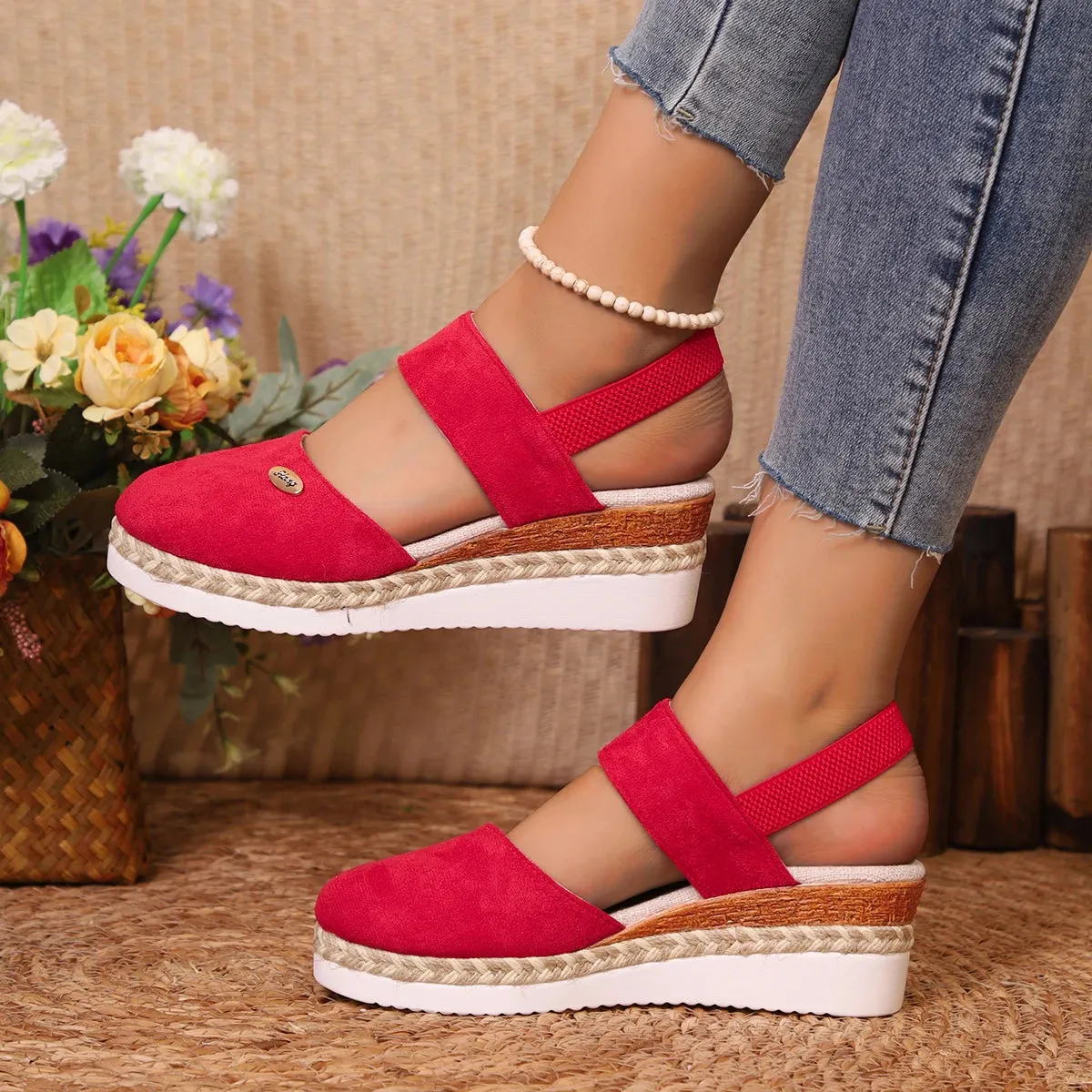 Women Closed Toe Wedge Sandals Women Summer Buckle Strap Gladiator Shoes Woman Fashion Espadrilles Platform Sandalias Mujer