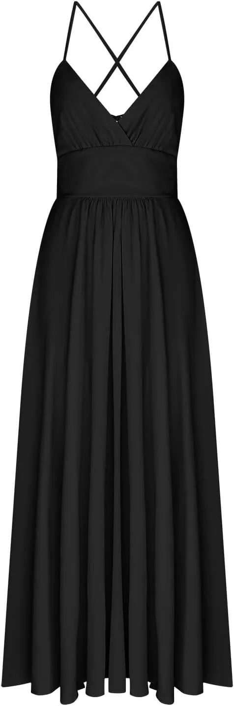 Women Elegant Long Prom Dress with Slit 2025 Deep V Neck Sleeveless Dresses Spaghetti Straps Evening Gowns Dress