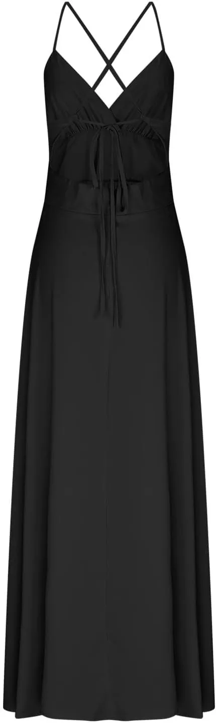 Women Elegant Long Prom Dress with Slit 2025 Deep V Neck Sleeveless Dresses Spaghetti Straps Evening Gowns Dress