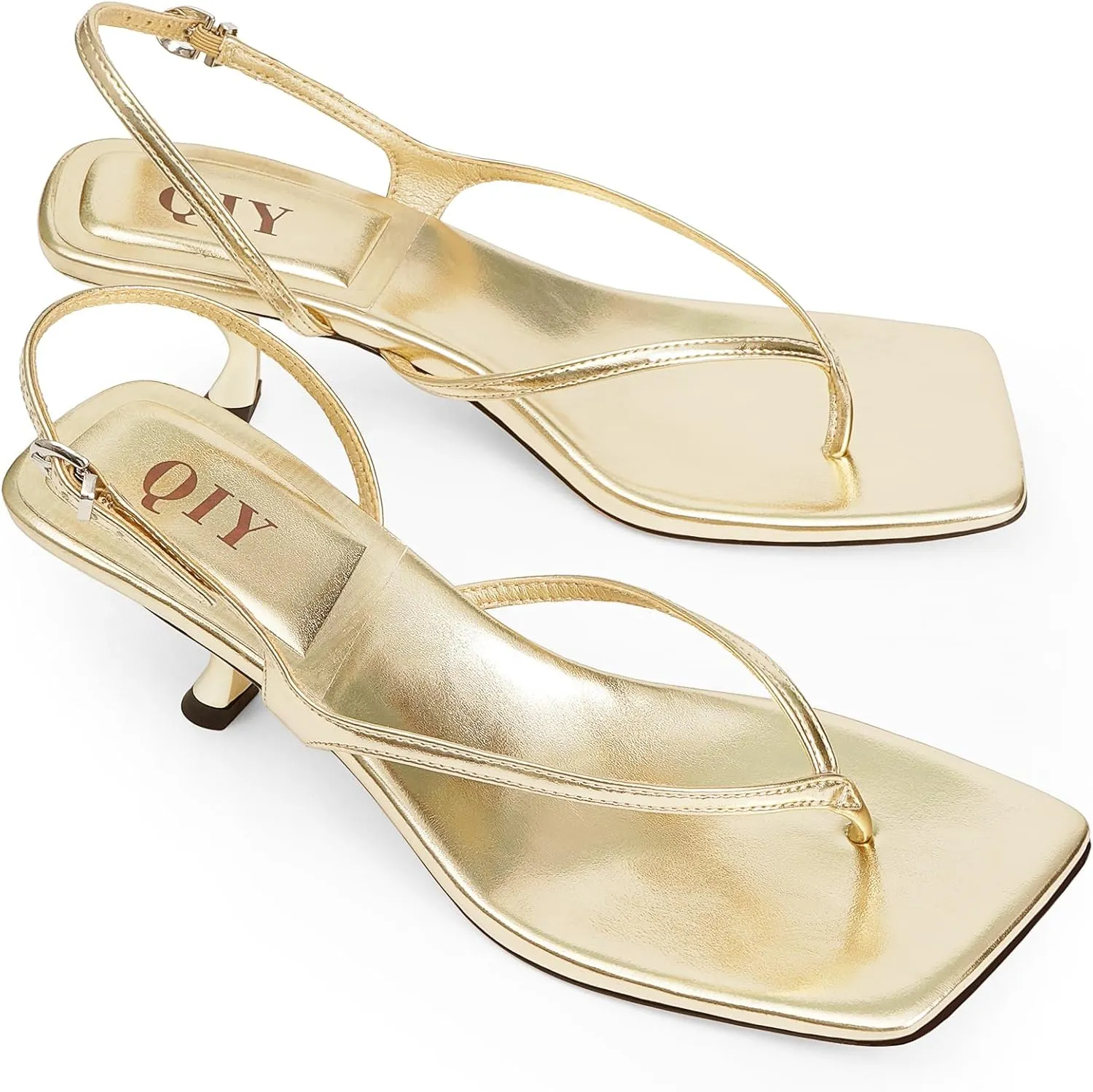 Women Sandals Kitten Heels for Women Flip Flops Square Open Toe Thong Heeled Sandals Comfort Party Dress Shoes