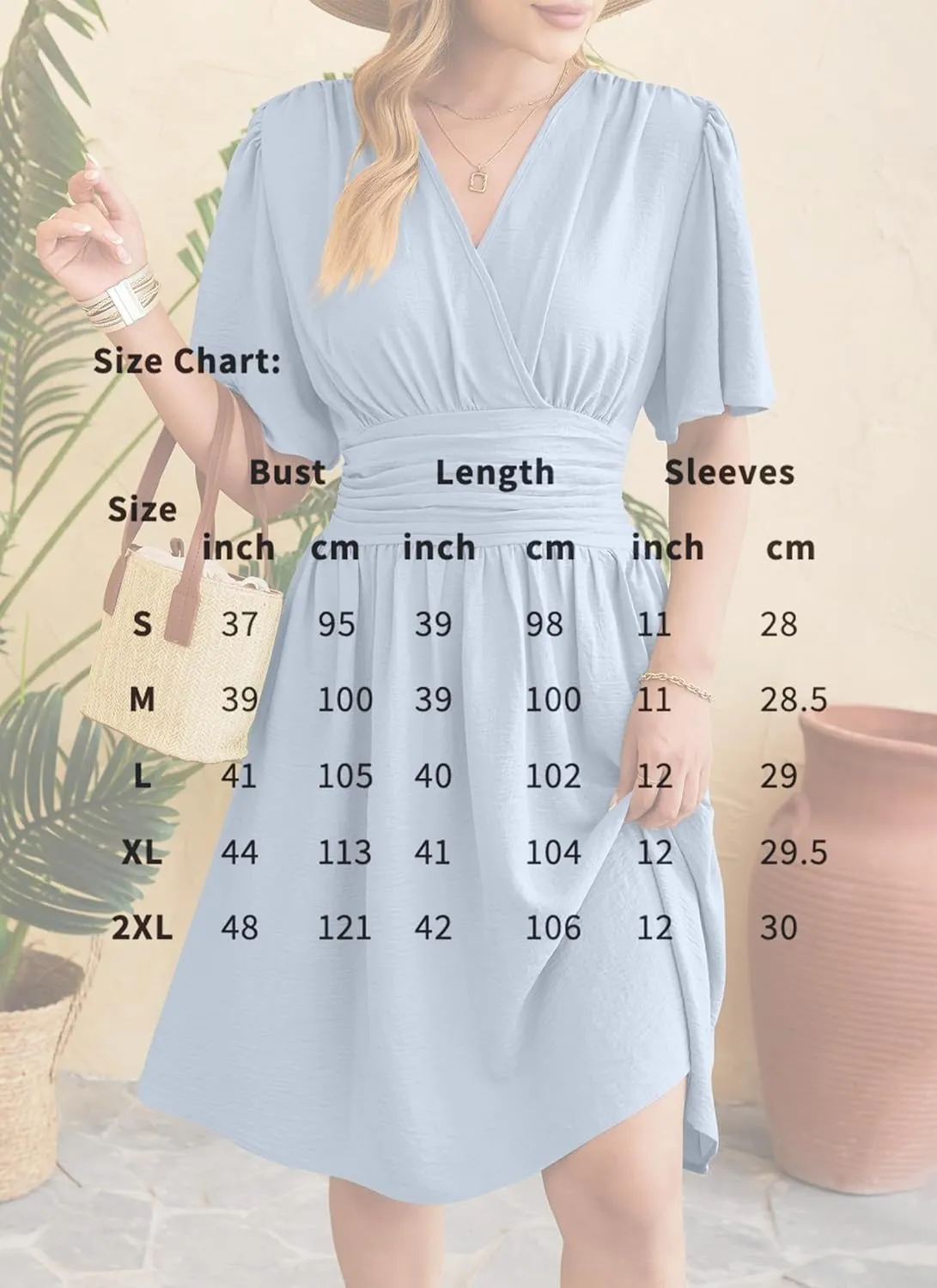 Women's Elegant V-Neck Solid Ruched Waist Half Sleeve Midi Dress 2025 Spring Stylish Flattering Fit Party Dresses Tunic