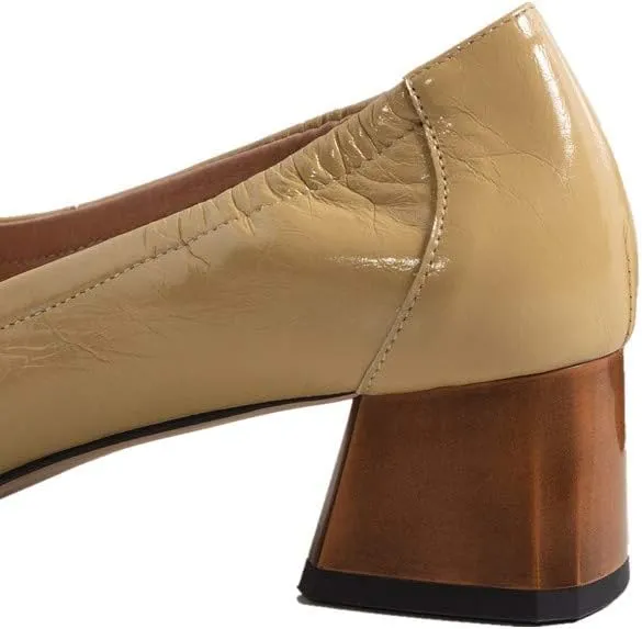 Women's Genuine Leather Square Handmade Tassels Chunky Heel Retro Loafers Shoes with Chain