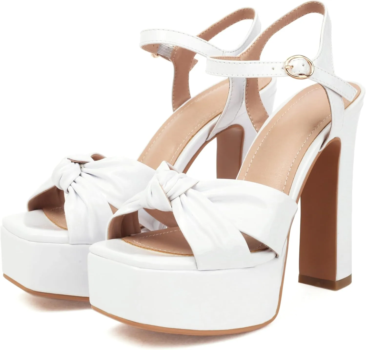 Women's High Chunky Platform Heels 5.5” Height Ajustable Ankle Strap Open Toe Party Dress Wedding Sandals