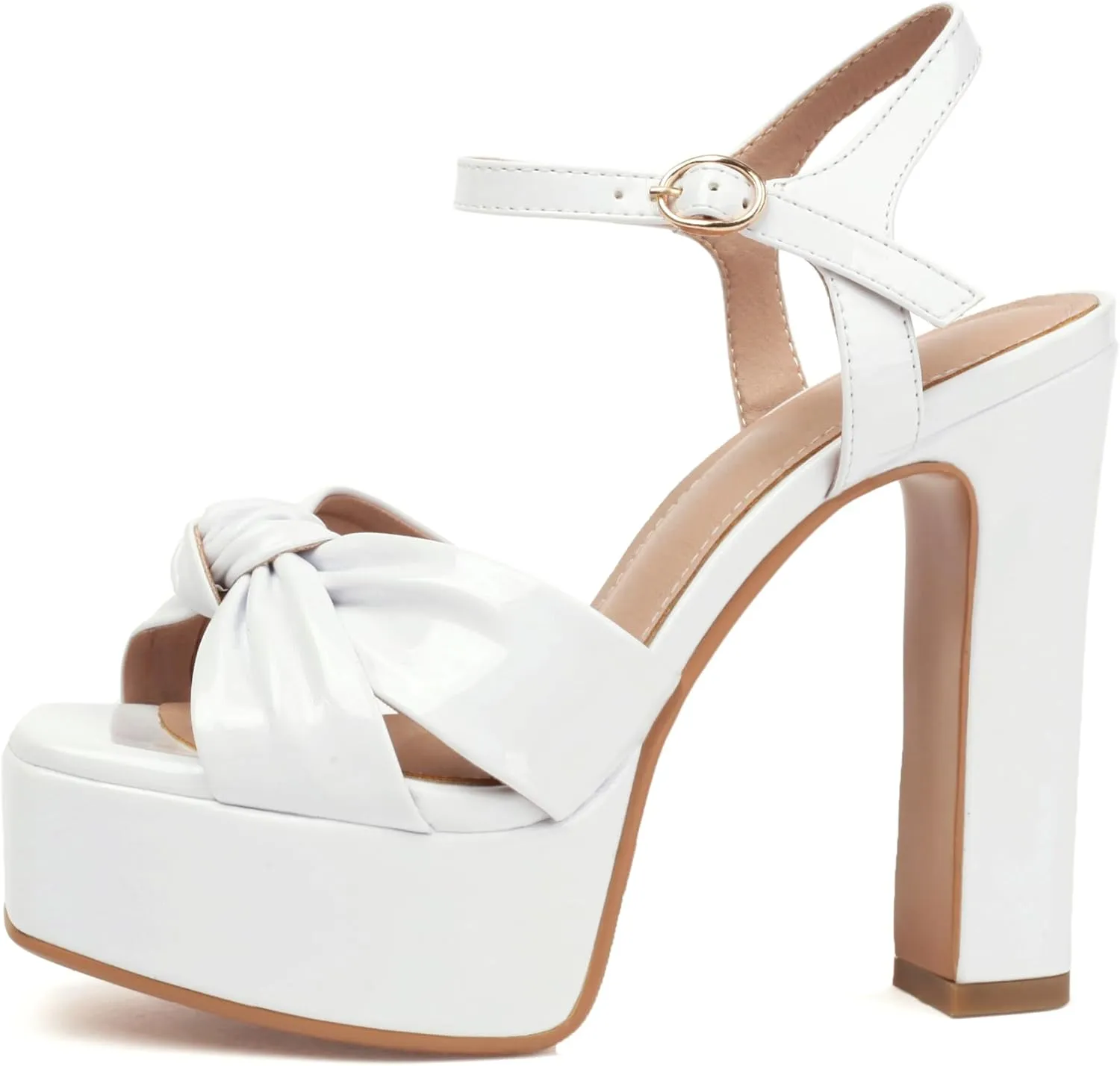Women's High Chunky Platform Heels 5.5” Height Ajustable Ankle Strap Open Toe Party Dress Wedding Sandals