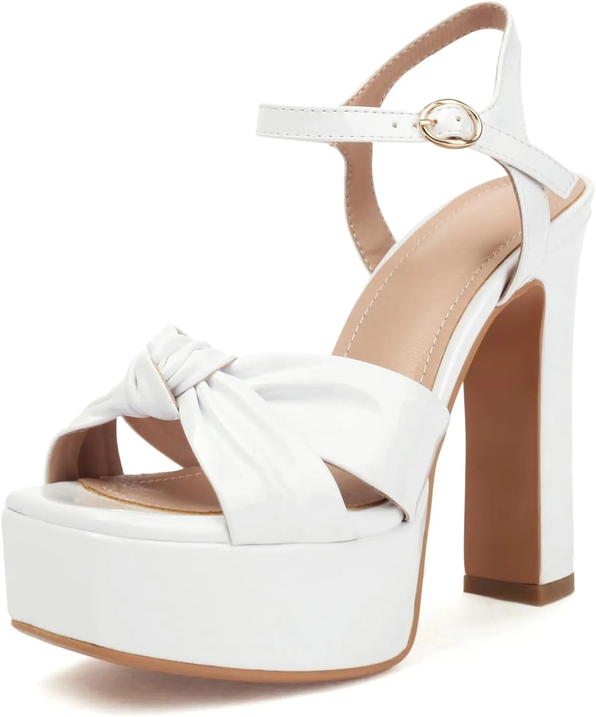 Women's High Chunky Platform Heels 5.5” Height Ajustable Ankle Strap Open Toe Party Dress Wedding Sandals