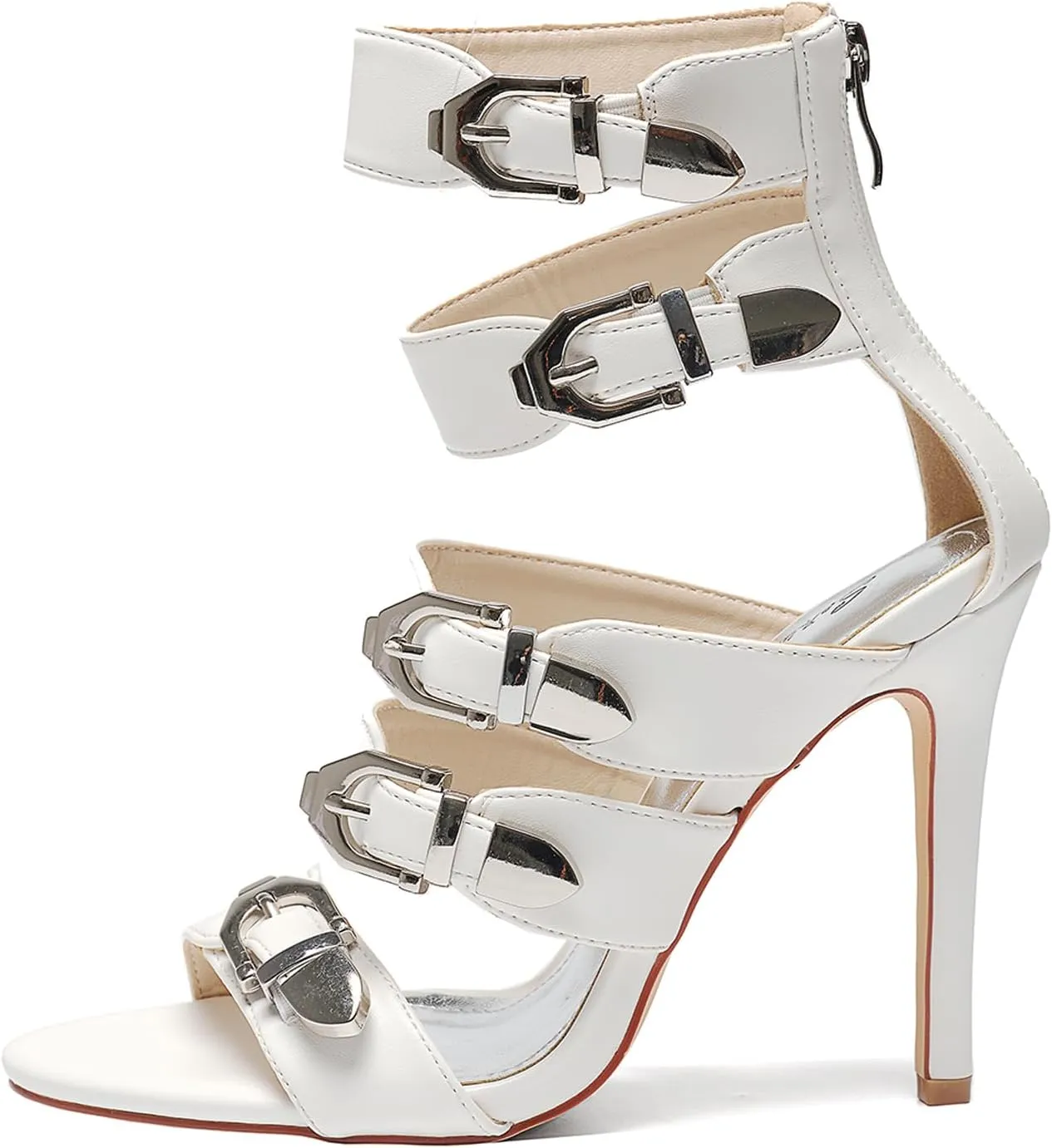 Women's High Heel Sandals 4.3IN Stiletto Oblique Heels, Open Toe, Ankle Strap with Locking Buckle, Gladiator Style for Party, Wedding, Nightclub, Crossdresser-Friendly