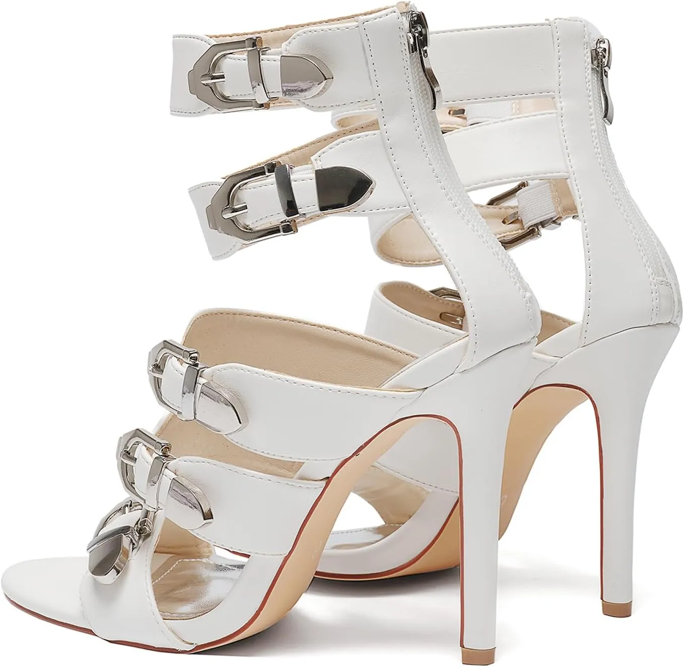 Women's High Heel Sandals 4.3IN Stiletto Oblique Heels, Open Toe, Ankle Strap with Locking Buckle, Gladiator Style for Party, Wedding, Nightclub, Crossdresser-Friendly