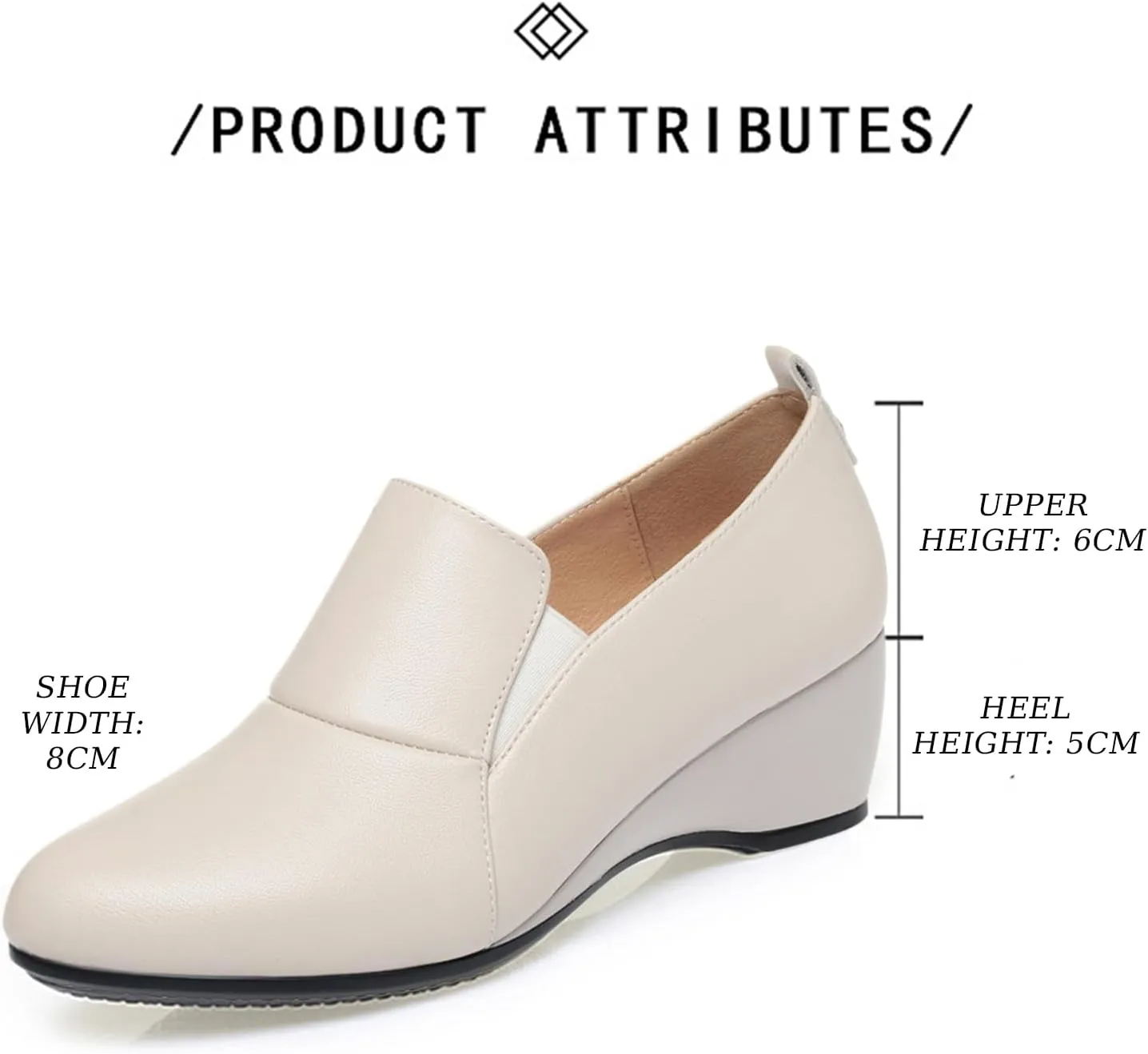 Women's Leather Wedge Round Toe Dressy Shoes Comfortable Soft Leather Platform Slip On Casual Loafers Suitable for Driving Business Work Walking