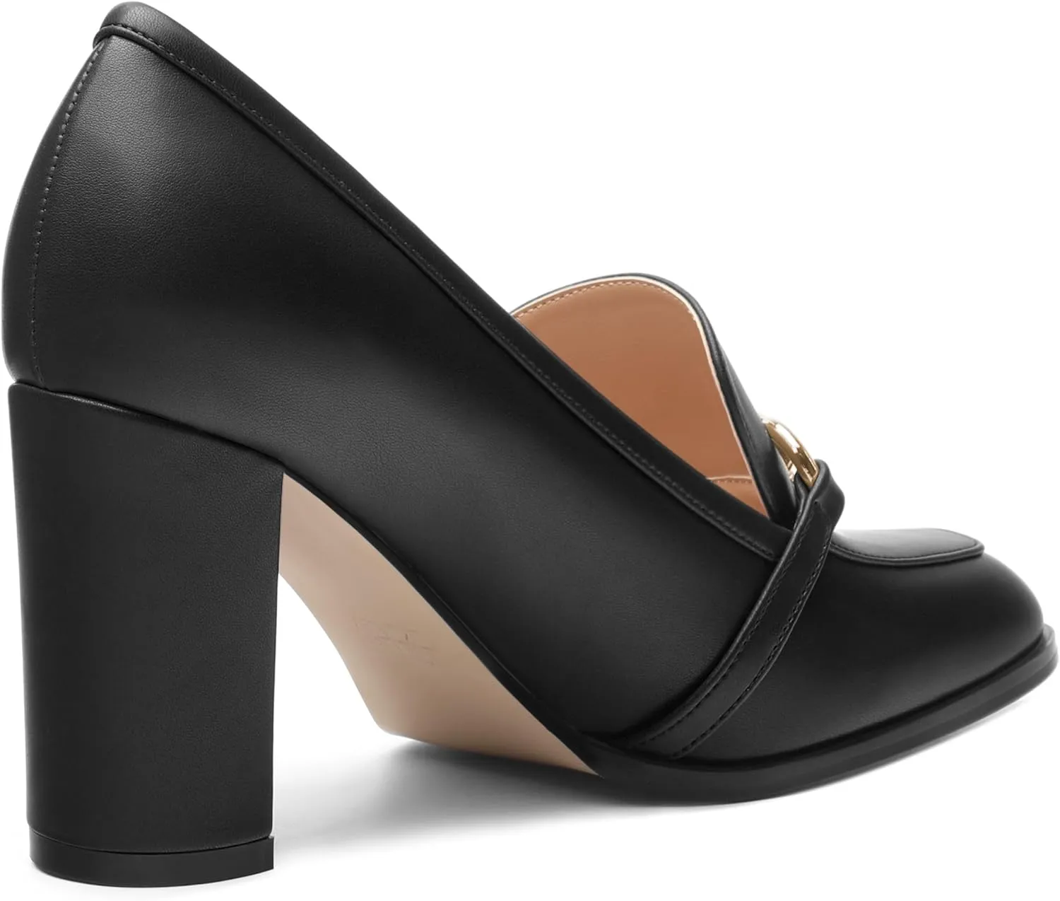 Women's Loafers - Square Toe High Heels Shoes for Women, Metal Buckle Fashion Women's Pumps Shoes for Party Dress Wedding Office
