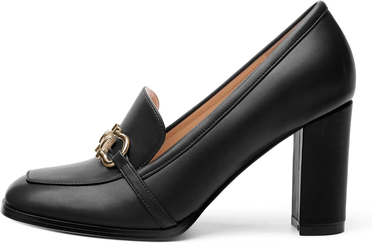 Women's Loafers - Square Toe High Heels Shoes for Women, Metal Buckle Fashion Women's Pumps Shoes for Party Dress Wedding Office