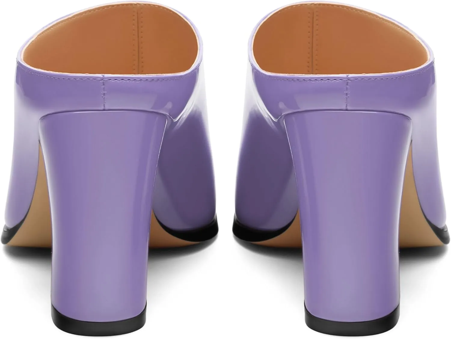 Womens Mules, Closed Square Toe Chunky Heel Mules, High Block Heel Backless Loafers Shoes, Slip On Mules for Women Dress Party Shoes 3.35 Inch