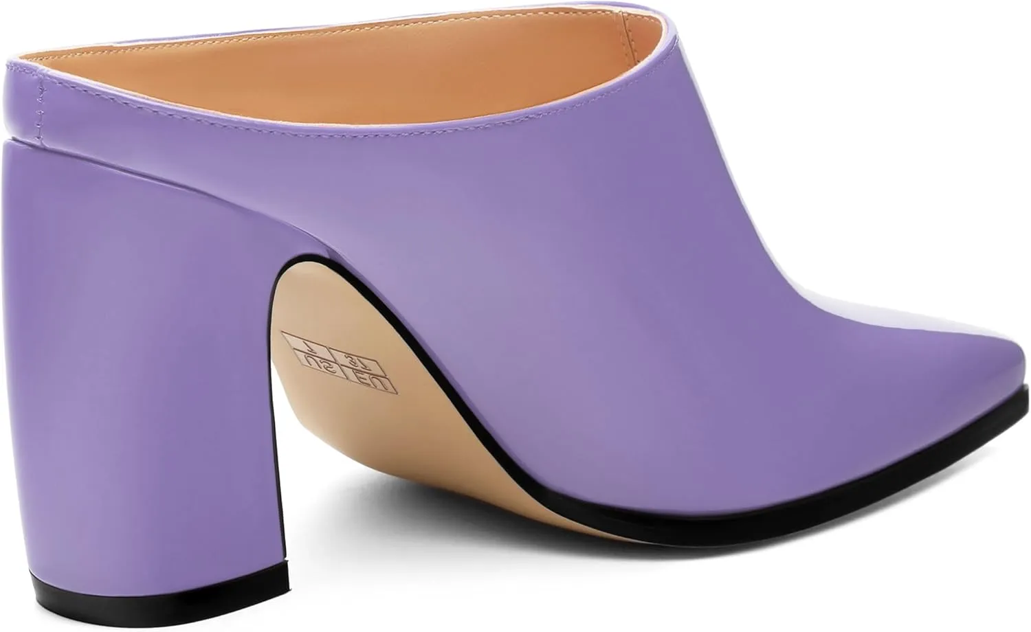 Womens Mules, Closed Square Toe Chunky Heel Mules, High Block Heel Backless Loafers Shoes, Slip On Mules for Women Dress Party Shoes 3.35 Inch