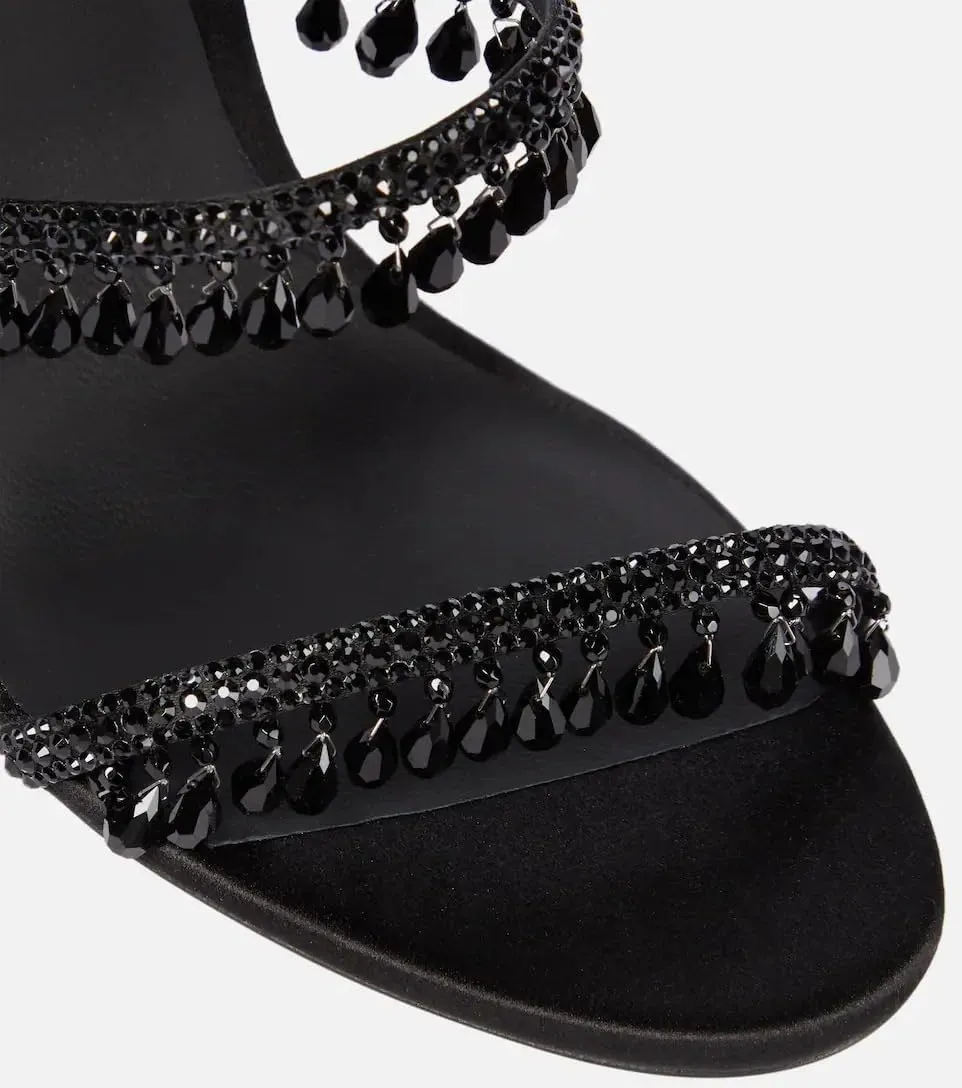 Women's Rhinestone Tassel Strappy Wrap Stiletto Heel Sandals Colorful Crystals Twist Open Round Toe Lace up Heeled Sandals Dress Wedding Party Pumps Shoes