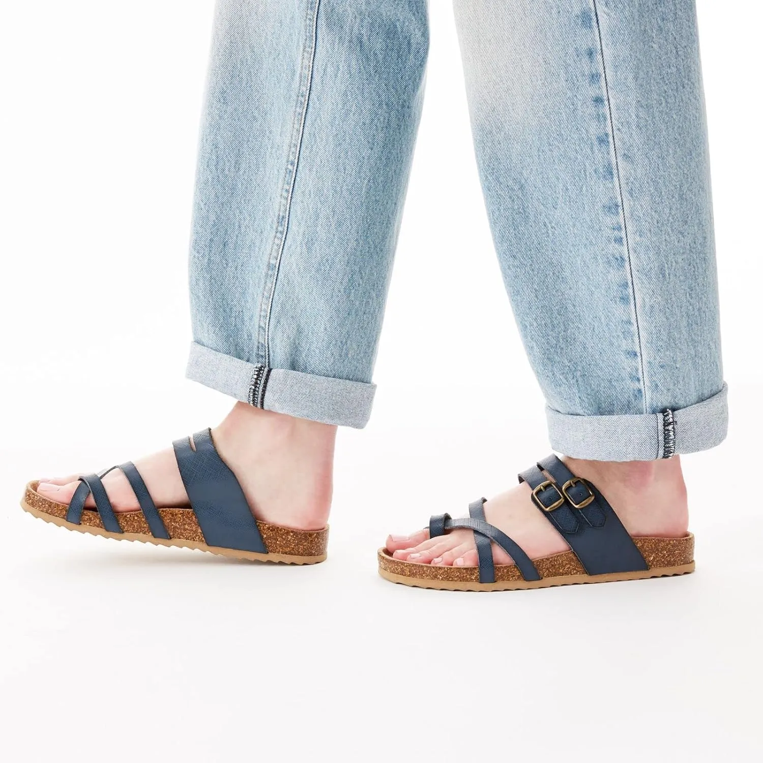 Women's Sami - Casual Faux Cork Footbed Comfort Slip On Sandals