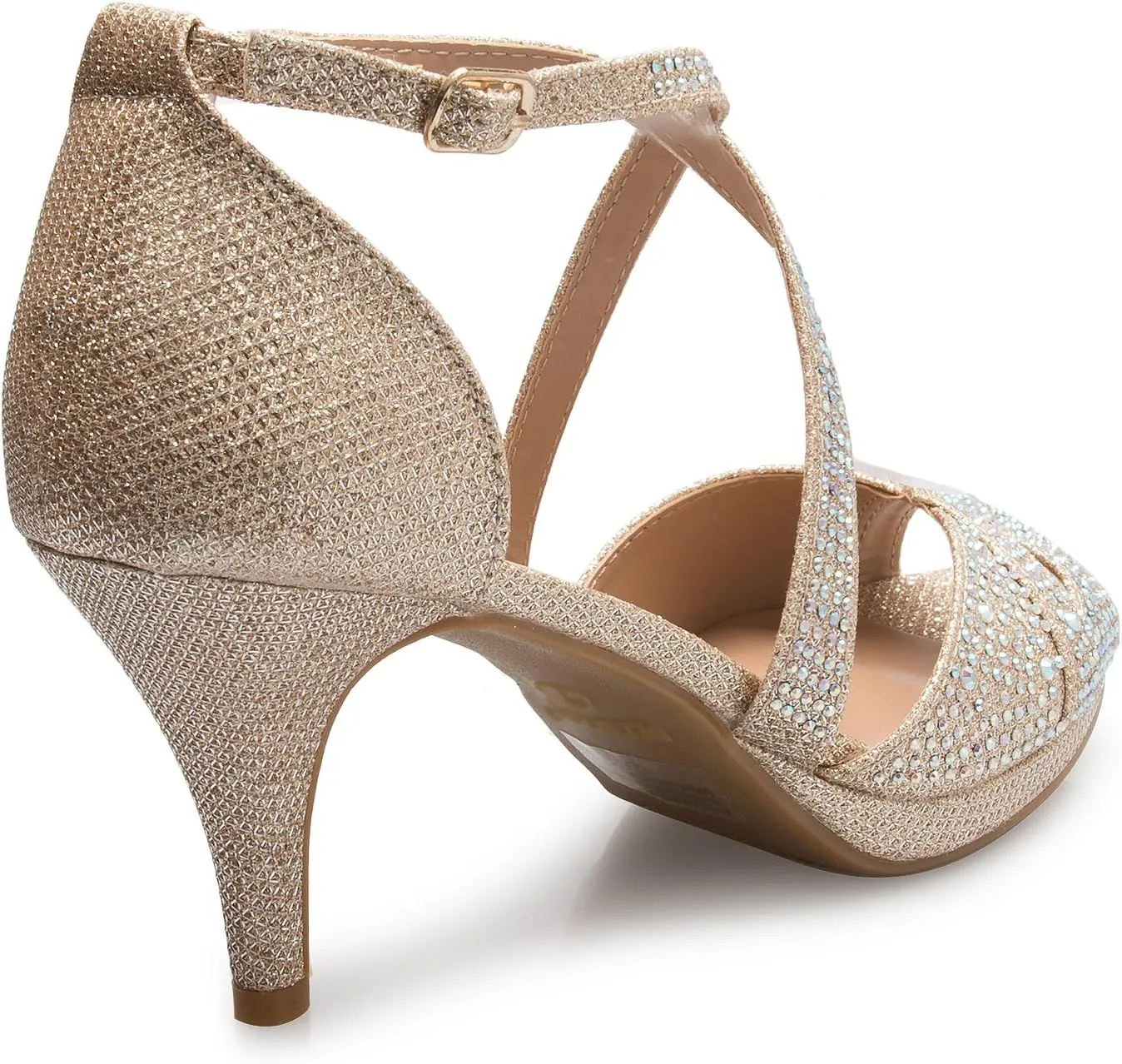 Women's Sexy Strappy Glitter Rhinestone Open Toe Heel Sandals - Adjustable buckle