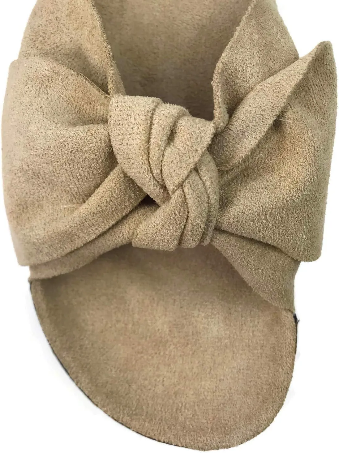 Womens Slides Sandals Slip On Bow Twist Knot Comfortable Cork Sole