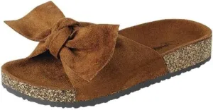 Womens Slides Sandals Slip On Bow Twist Knot Comfortable Cork Sole