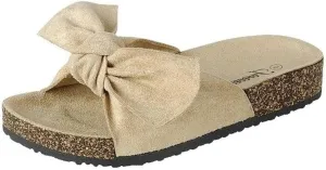 Womens Slides Sandals Slip On Bow Twist Knot Comfortable Cork Sole