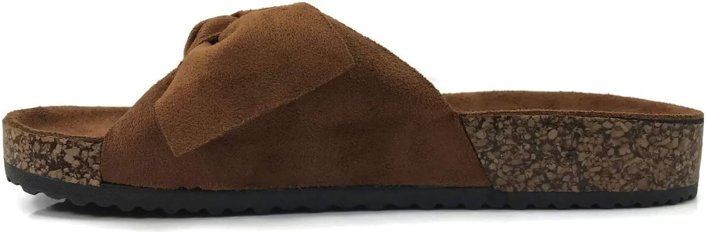 Womens Slides Sandals Slip On Bow Twist Knot Comfortable Cork Sole