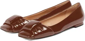 Women's Square Toe Ballet Flats Comfort Slip On Closed Toe Dressy Flats Fashion Patent Ruched Knot Evening Wedding Work Low Heel Shoes for Ladies