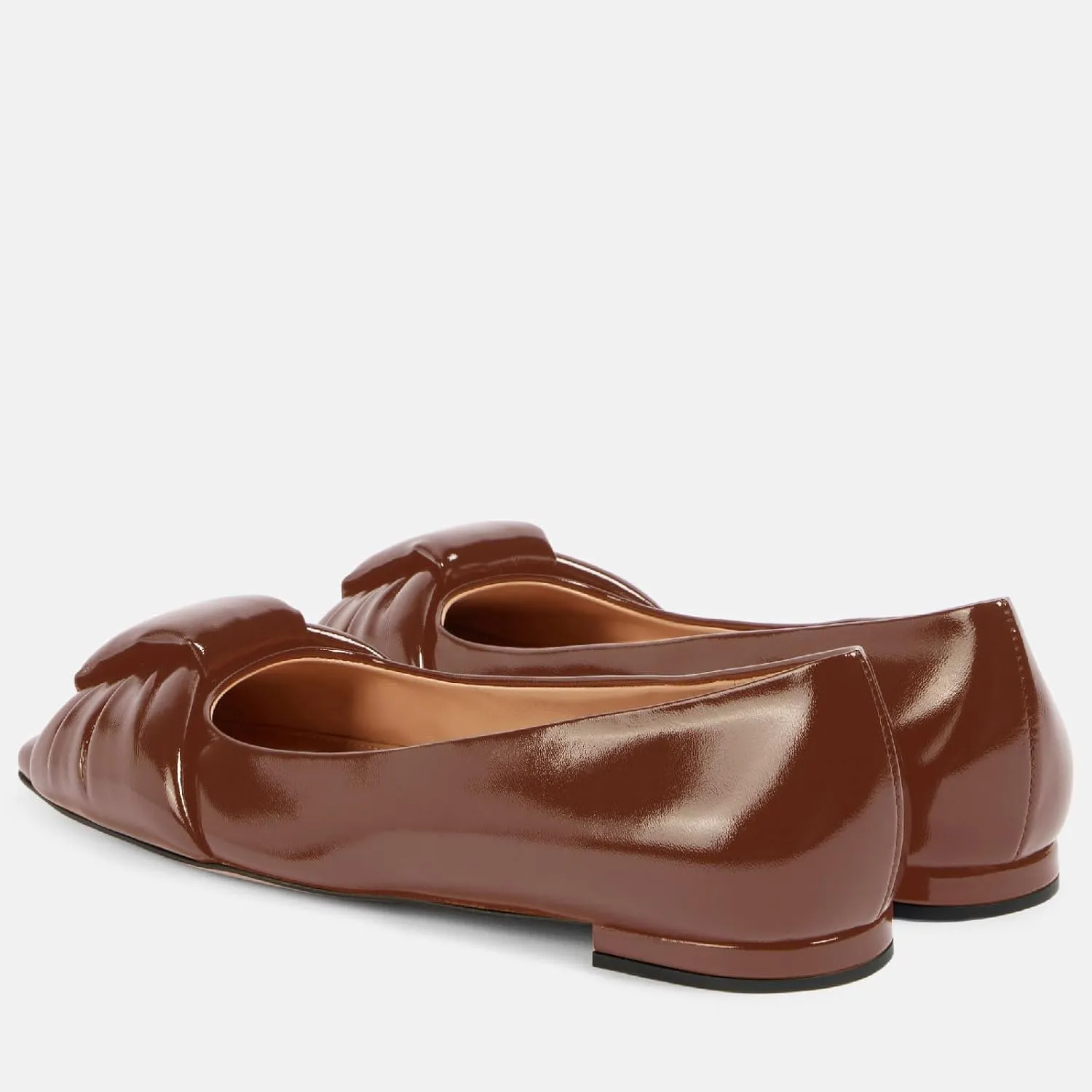 Women's Square Toe Ballet Flats Comfort Slip On Closed Toe Dressy Flats Fashion Patent Ruched Knot Evening Wedding Work Low Heel Shoes for Ladies