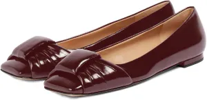 Women's Square Toe Ballet Flats Comfort Slip On Closed Toe Dressy Flats Fashion Patent Ruched Knot Evening Wedding Work Low Heel Shoes for Ladies