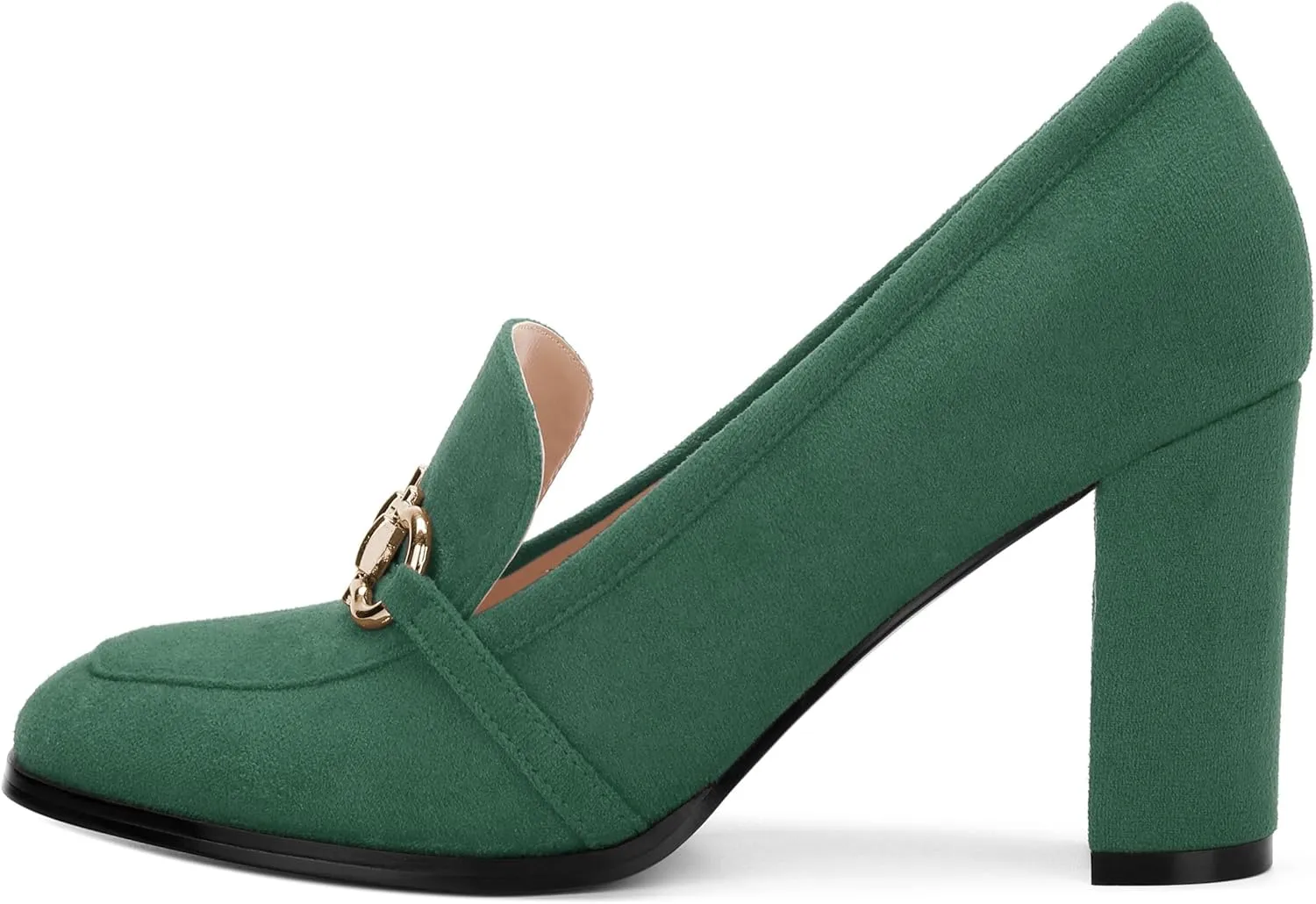 Women's Square Toe High Heeled Loafers, Fashion Chunky Heel Pumps for Women, Casual Party Work Shoes