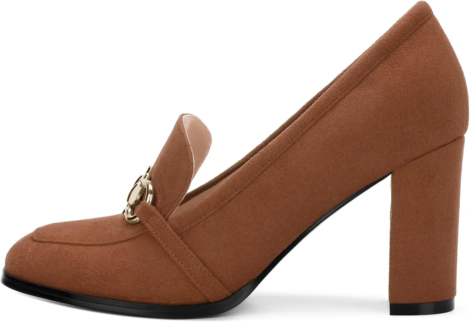 Women's Square Toe High Heeled Loafers, Fashion Chunky Heel Pumps for Women, Casual Party Work Shoes