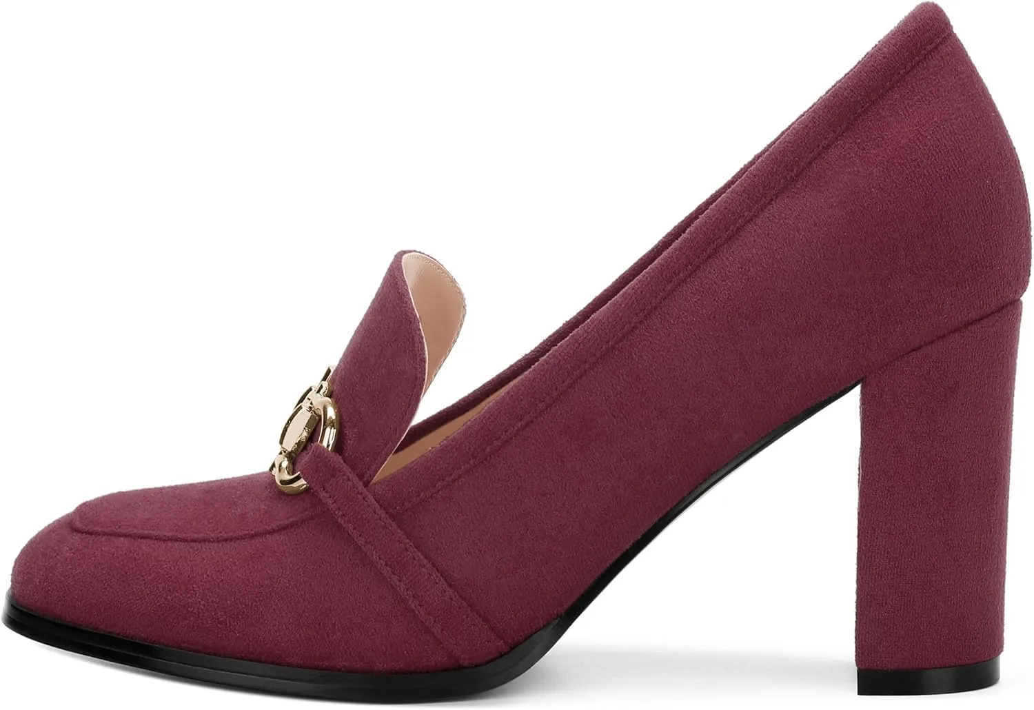 Women's Square Toe High Heeled Loafers, Fashion Chunky Heel Pumps for Women, Casual Party Work Shoes