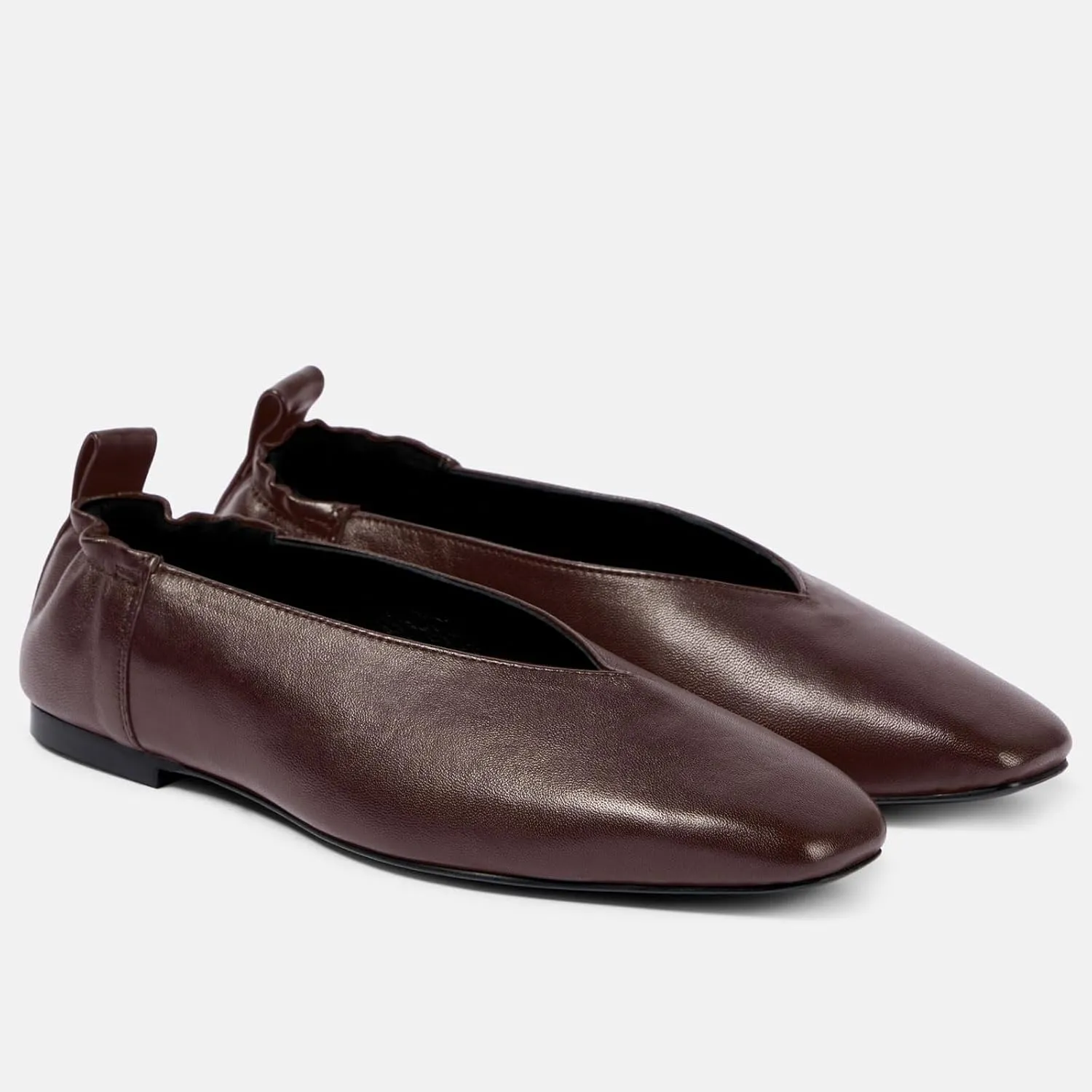 Women's Square Toe Ruched Suede/Matte Leather Ballet Flats Fashion V Shaped Silhouette Slip On Office Dressy Flats for Women