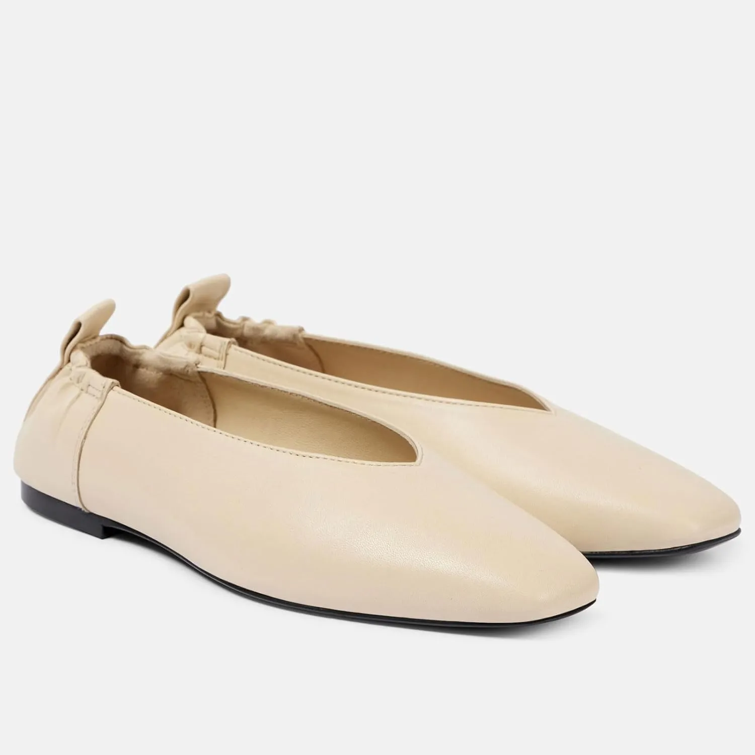 Women's Square Toe Ruched Suede/Matte Leather Ballet Flats Fashion V Shaped Silhouette Slip On Office Dressy Flats for Women
