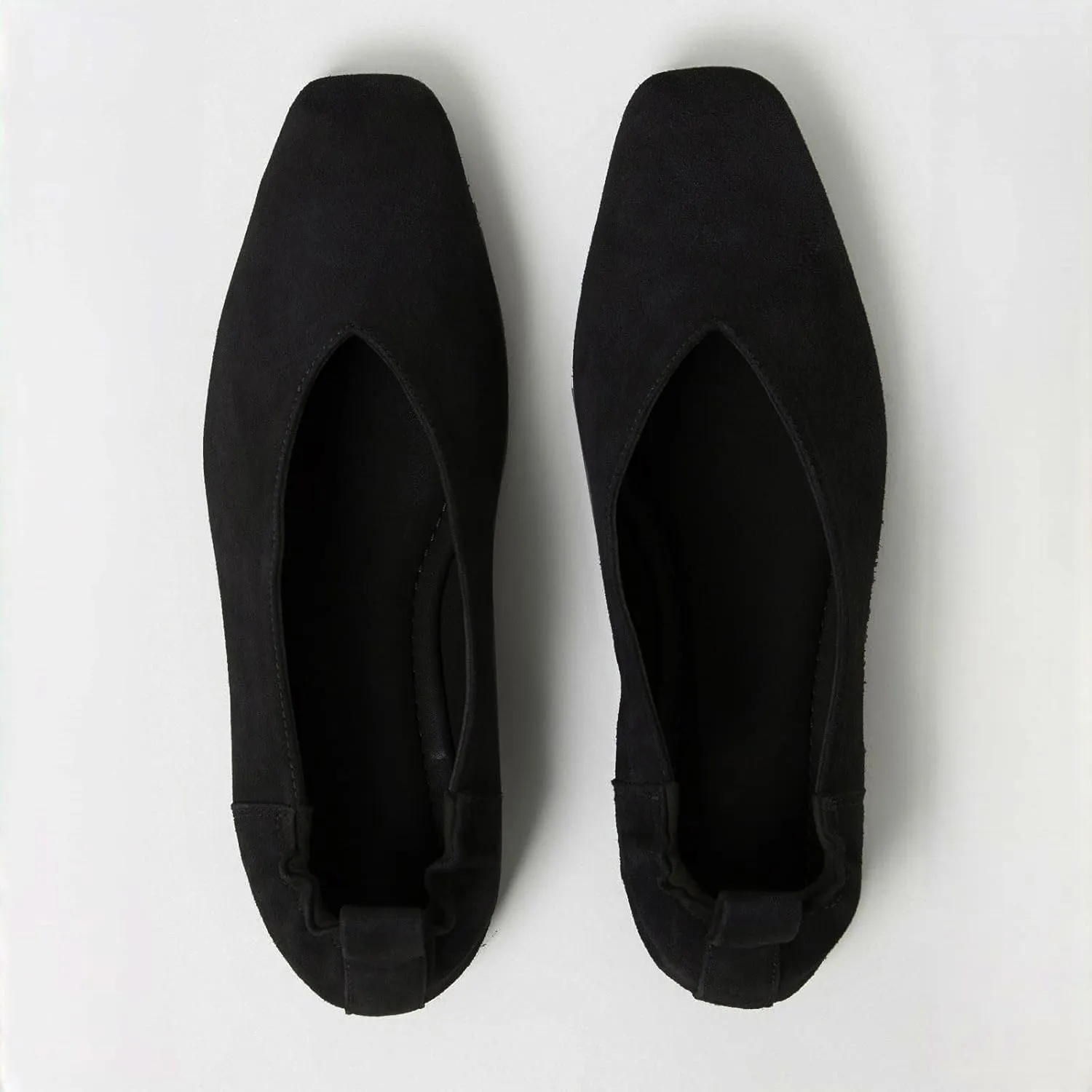 Women's Square Toe Ruched Suede/Matte Leather Ballet Flats Fashion V Shaped Silhouette Slip On Office Dressy Flats for Women