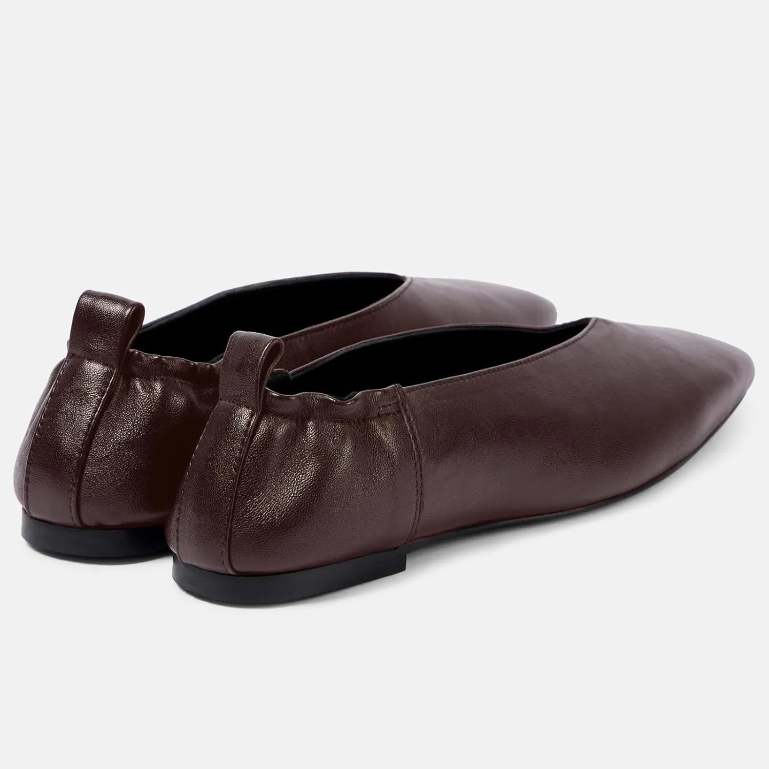 Women's Square Toe Ruched Suede/Matte Leather Ballet Flats Fashion V Shaped Silhouette Slip On Office Dressy Flats for Women