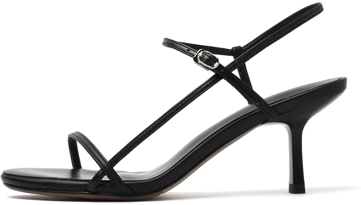 Women's Strappy Sandals Open Toe Ankle Strap Kitten Heels Minimalist Summer Slingback Dress Shoes