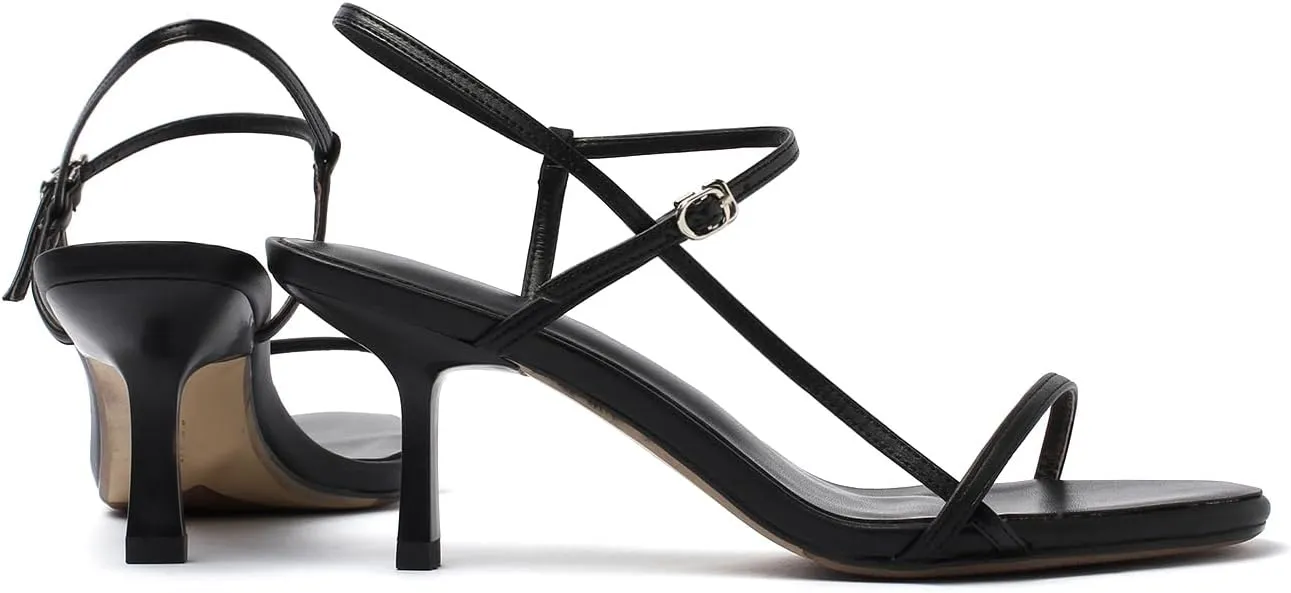 Women's Strappy Sandals Open Toe Ankle Strap Kitten Heels Minimalist Summer Slingback Dress Shoes