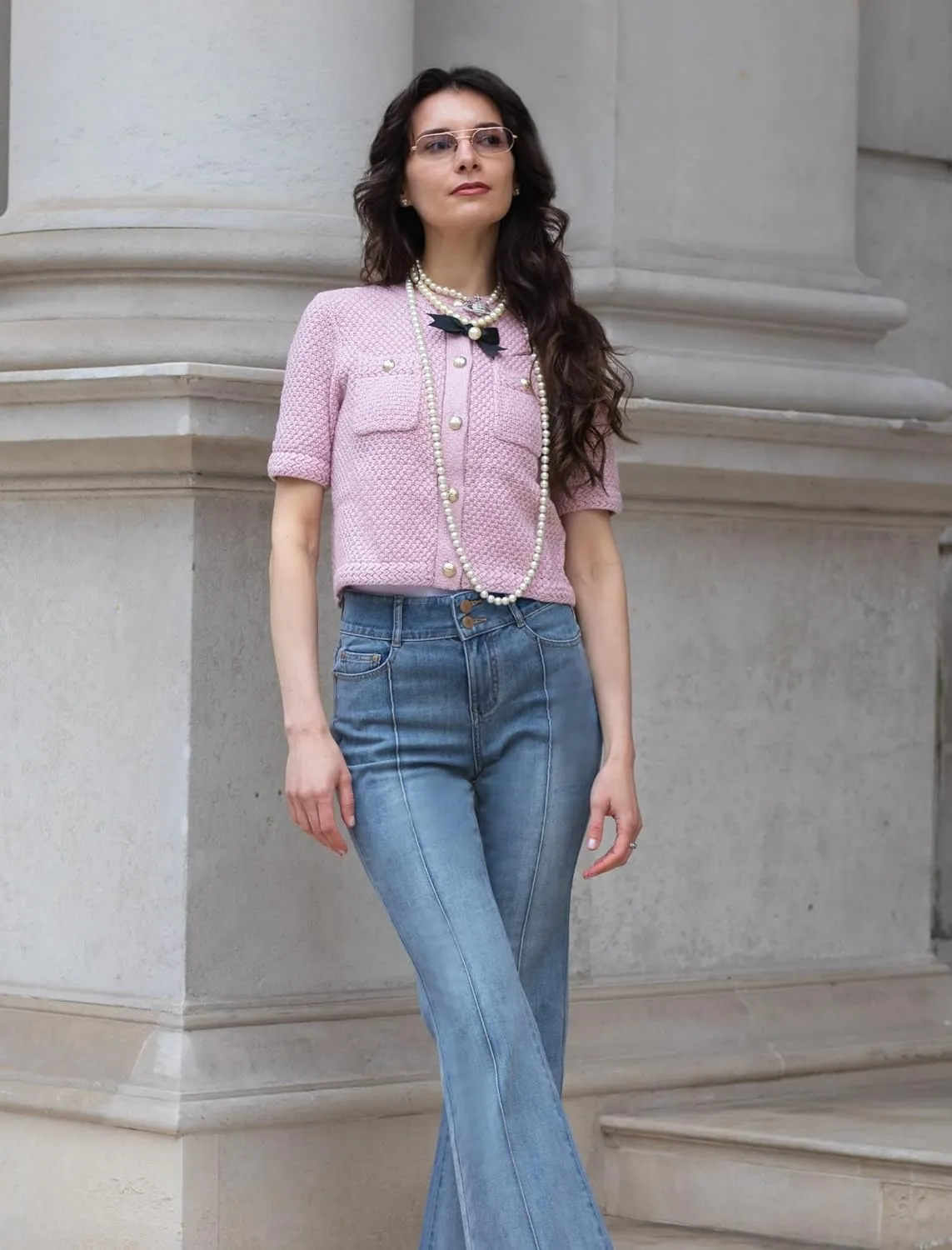 Women's Summer Cropped Cardigan Knitted Blouse Top Short Sleeve Crewneck Button Up Open Front T Shirts 2024 Trendy