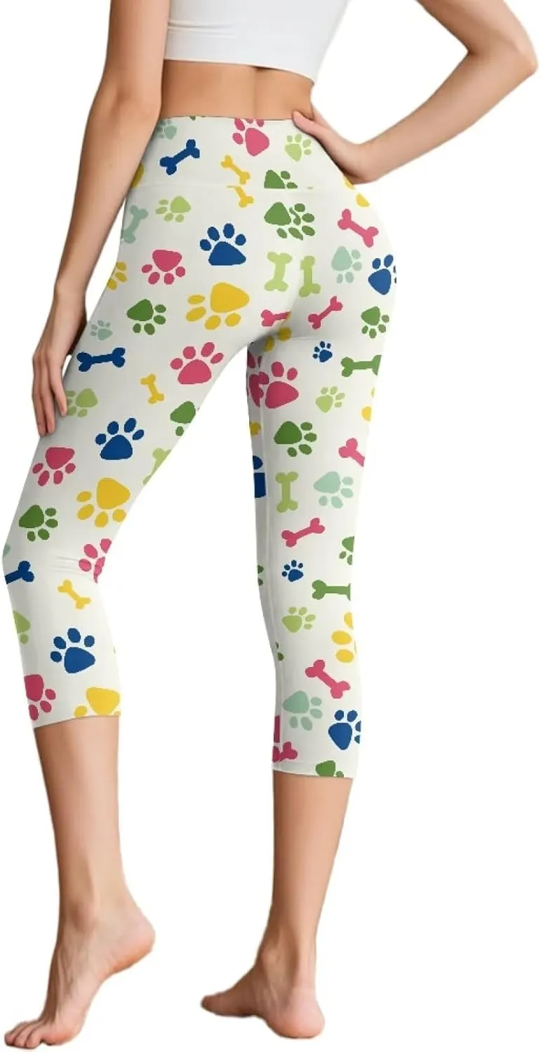 Women's Yoga Leggings Capri High Waist Yoga Pants with Pockets Tummy Control Leggings for Workout Running Plus Size