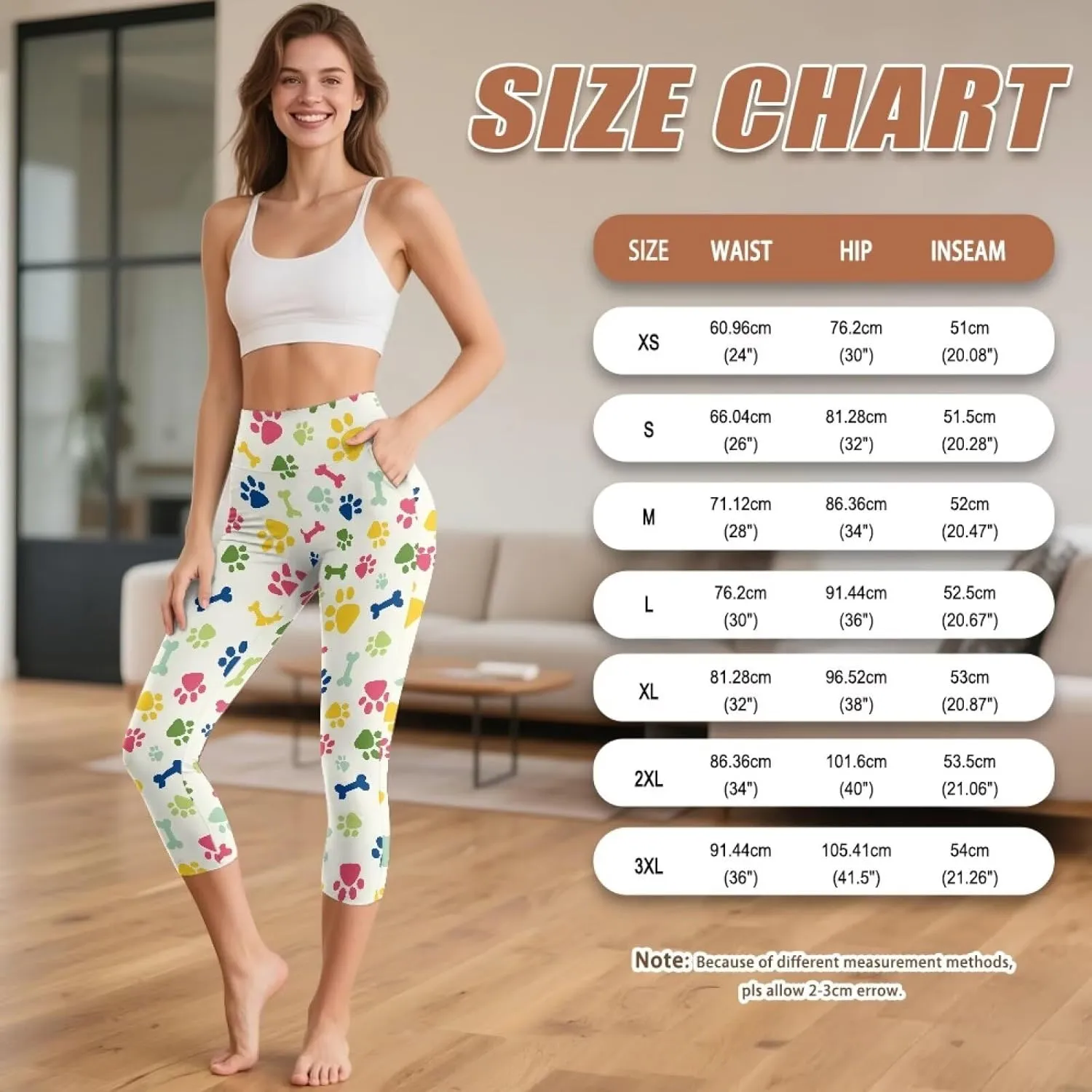Women's Yoga Leggings Capri High Waist Yoga Pants with Pockets Tummy Control Leggings for Workout Running Plus Size