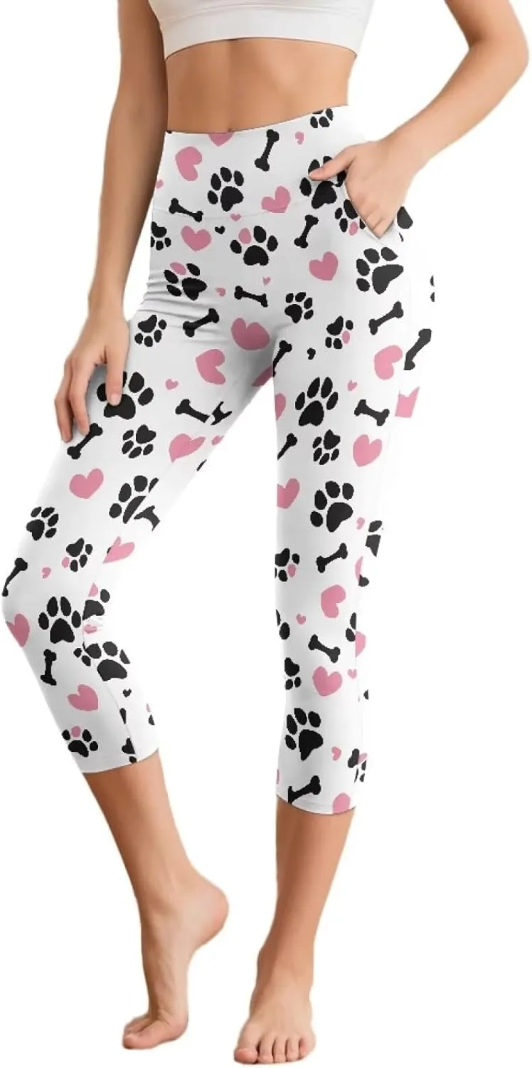 Women’s Yoga Pants with Pockets High Waist Tummy Control Workout Yoga Leggings Soft Athletic Capri Leggings XS-3XL