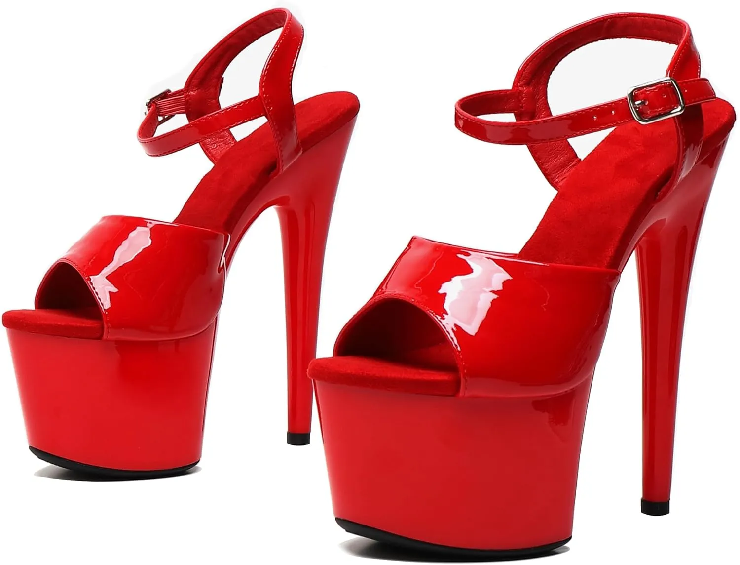 WUXIN H&P Women's 7 in Platform Sandal Heels With Ankle-Strap - Sexy Pole Dance High Heel Shoes for Exotic Dancers - 17 cm Stiletto
