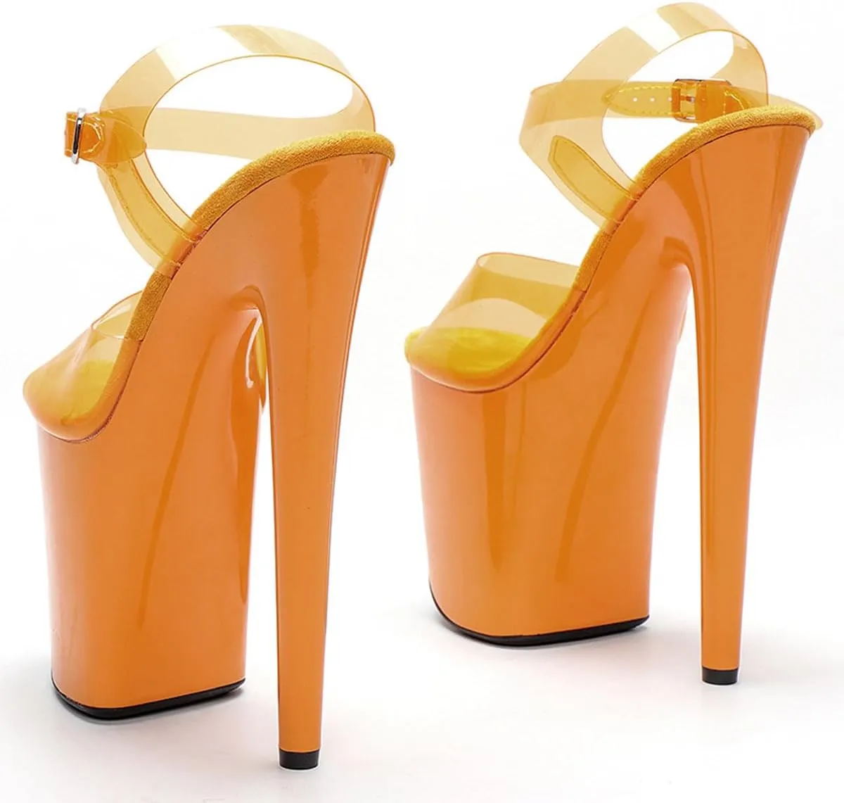 WUXIN H&P Women's Clear Exotic Pole Dance Ankle-Strap Sandal 8 Inch Mirror Round Toe Fashion Model Sexy Stiletto Custom Platform Dress shoes High Heel