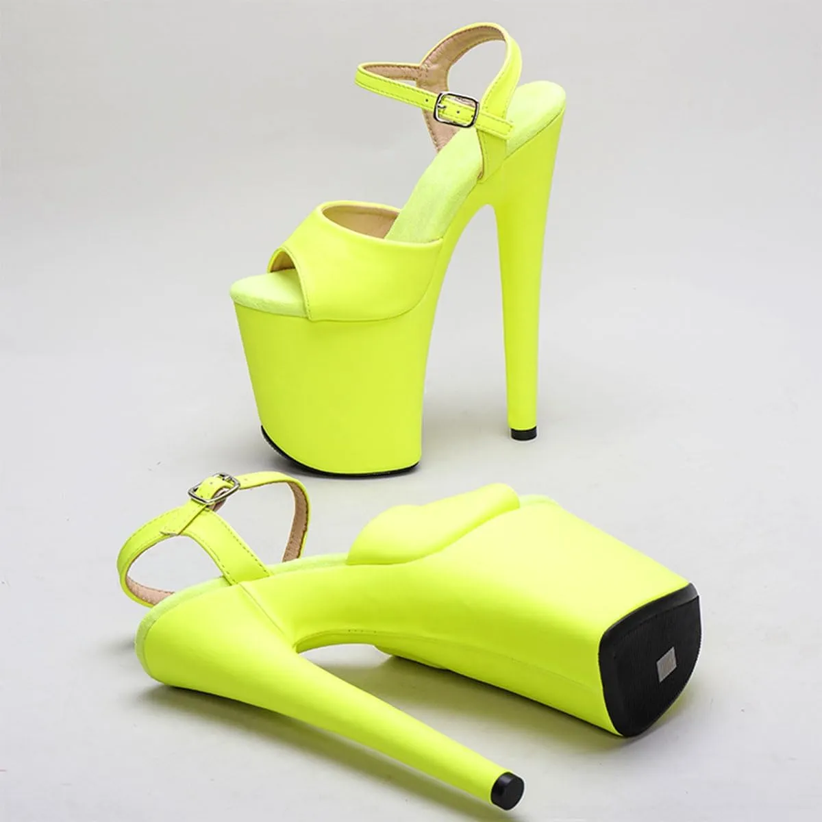 WUXIN H&P Women's Exotic Pole Dance Ankle-Strap Sandal 8 Inch Mirror Round Toe Platform Fashion Sexy Model Custom Stiletto Dress shoes High Heel