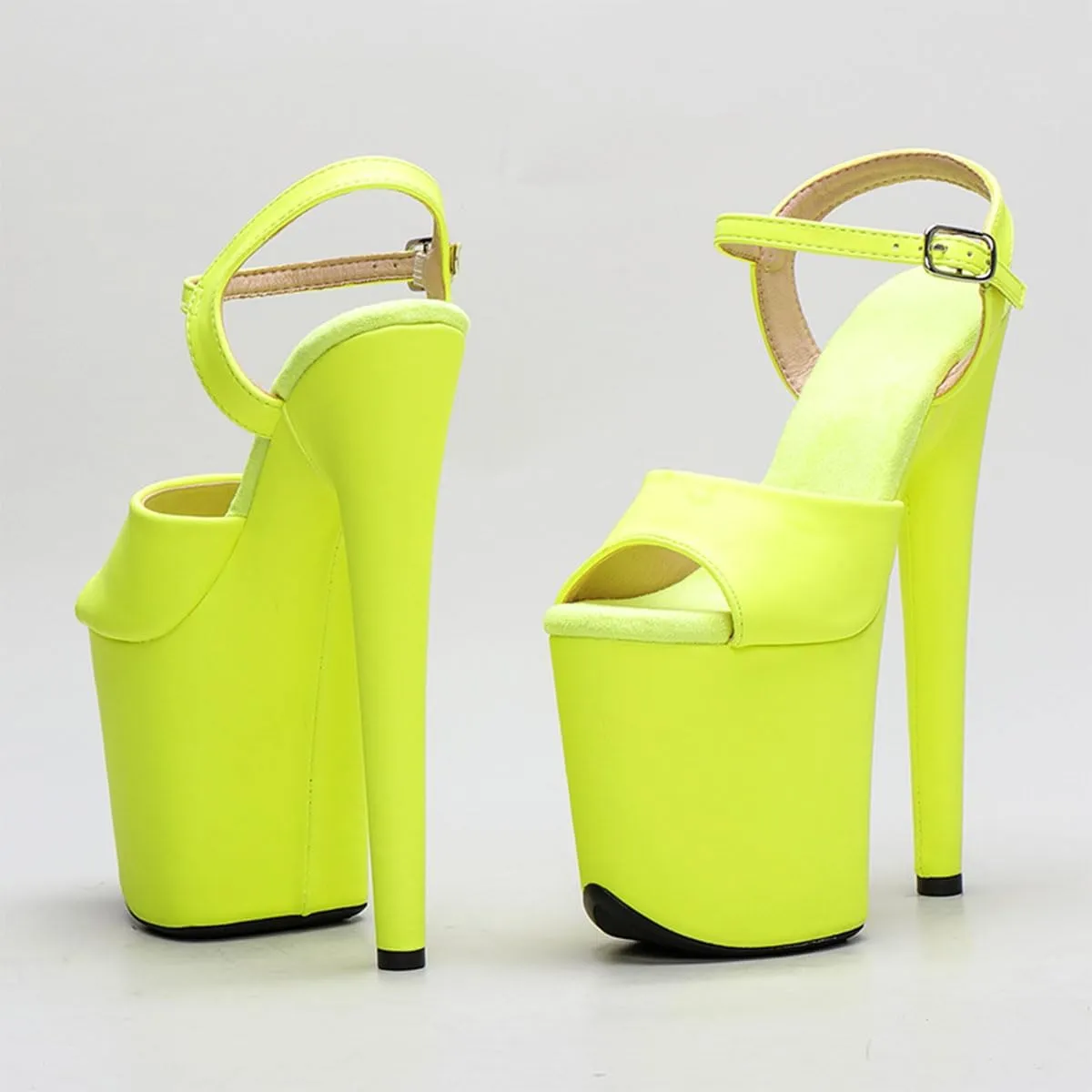 WUXIN H&P Women's Exotic Pole Dance Ankle-Strap Sandal 8 Inch Mirror Round Toe Platform Fashion Sexy Model Custom Stiletto Dress shoes High Heel