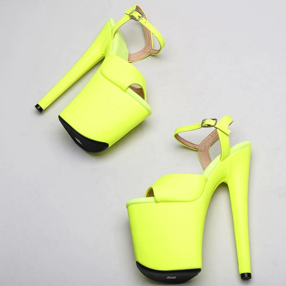 WUXIN H&P Women's Exotic Pole Dance Ankle-Strap Sandal 8 Inch Mirror Round Toe Platform Fashion Sexy Model Custom Stiletto Dress shoes High Heel